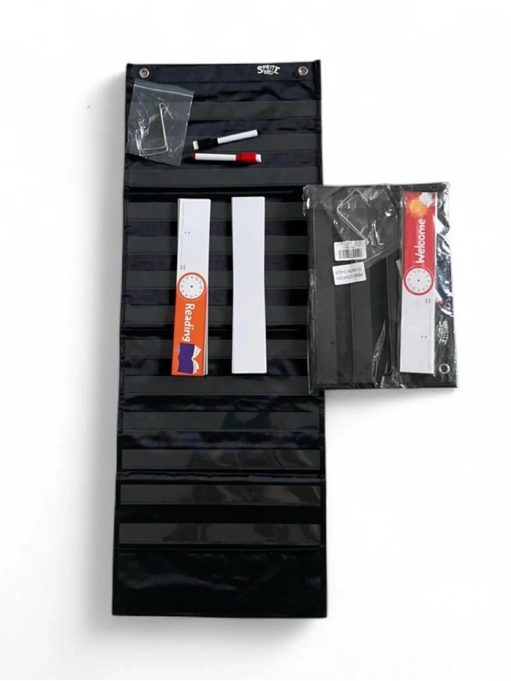 Classroom Daily Schedule Pocket Chart - Black with Multicolor Labels